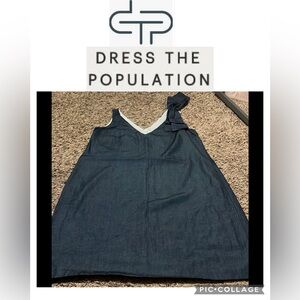Dress the Population Blue One Shoulder Sleeveless Midi Sundress NWOT!